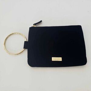 Carolina Herrera Good Girl Black Velvet Wristlet with Goldtone Ring